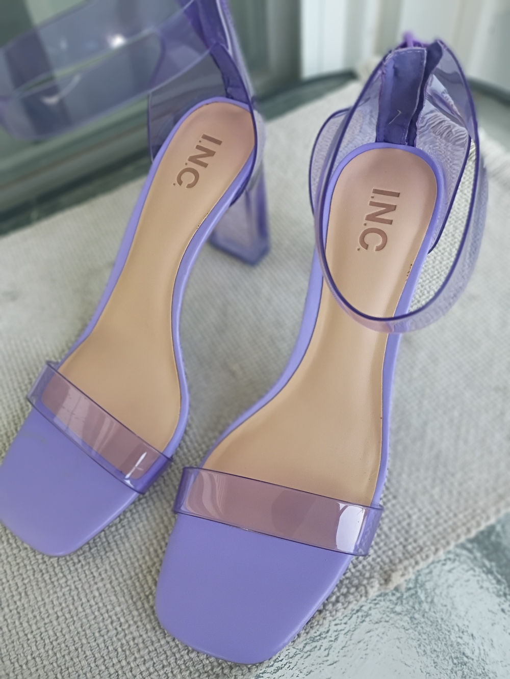 INC International Concepts Lilac Block Heel Sandals